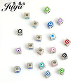 30pcs Square Evil Eye Beads Metal Spacers DIY Bracelets