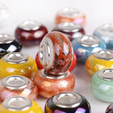 20 Pcs Mix Big Hole Ceramics Charm Beads For Bracelet DIY Silver Plated Core