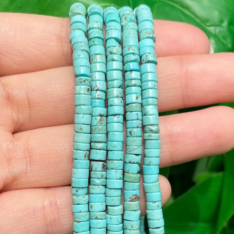4*2mm Natural Turquoises Stone Bead Rondelle Spacer Beads 15''