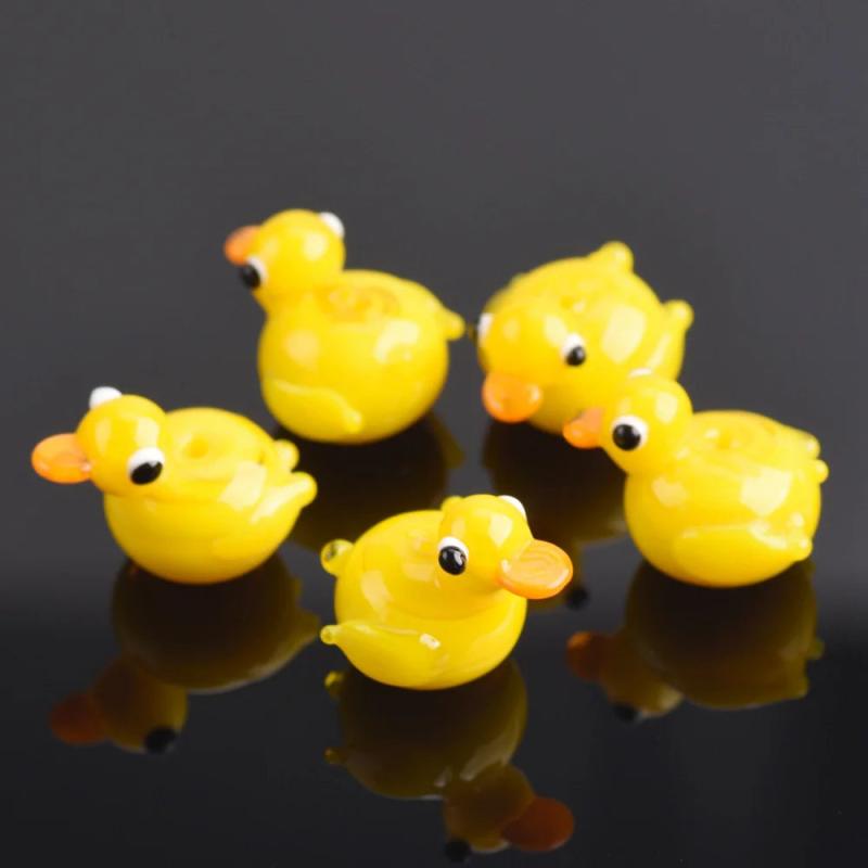 5pcs Duck Shape 16x15mm Lampwork Glass Beads for Jewelry Making DIY Crafts