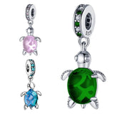 Green Pink Tortoise Dangle Charm Bead for Bracelet DIY Jewelry