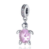 Green Pink Tortoise Dangle Charm Bead for Bracelet DIY Jewelry