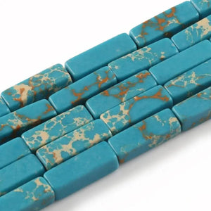 13*4mm Natural Stone Tube Rectangle Sea Sediment Jasper Beads