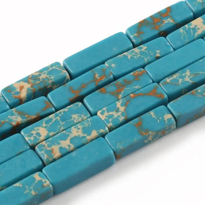 13*4mm Natural Stone Tube Rectangle Sea Sediment Jasper Beads