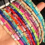 13*4mm Natural Stone Tube Rectangle Sea Sediment Jasper Beads