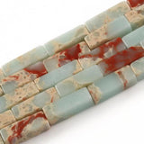 13*4mm Natural Stone Tube Rectangle Sea Sediment Jasper Beads