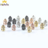 3pcs CZ Spacer Beads Buddha Head Brass Micro Pave Zirconia Beads