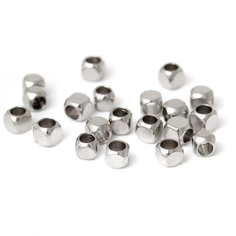 Copper Seed Beads Square Cube Silver DIY Bracelet Jewelry 2.5mm x 2.5mm