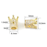 WLYeeS 4pcs CZ Crown Pendants Copper beads 12*8mm Micro-Inlay Crystal