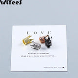 WLYeeS 4pcs CZ Crown Pendants Copper beads 12*8mm Micro-Inlay Crystal