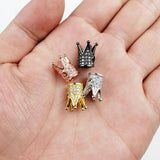 WLYeeS 4pcs CZ Crown Pendants Copper beads 12*8mm Micro-Inlay Crystal