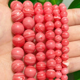 6-8-10mm Red Rhodochrosite Lace Agate Round Beads for Jewelry Making 15''