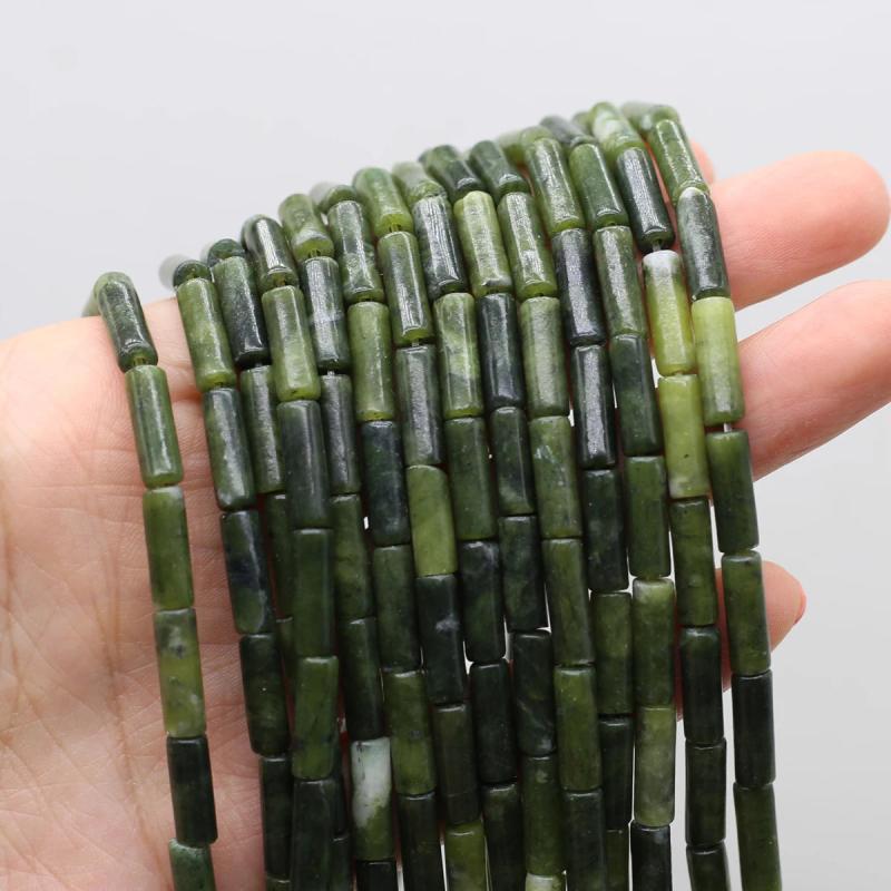 Natural Jade Stone Tube Beads for Jewelry Making