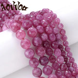 Pink Tourmaline Round Faceted Stone Beads for Jewelry Making DIY