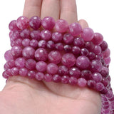 Pink Tourmaline Round Faceted Stone Beads for Jewelry Making DIY