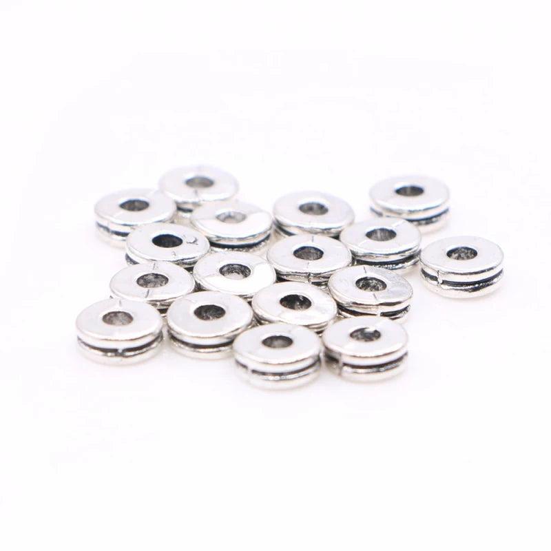 30pcs Double Metal Spacer Beads Flat Round Loose Beads 6mm