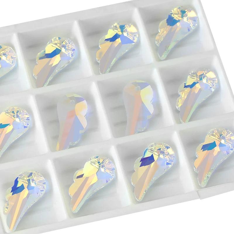 12PCS 10x20mm Angel Wing Crystal Glass Beads in 11 Colors