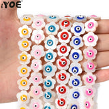 Colorful Flower Shell Beads Enamel Evil Eye Beads for Jewelry