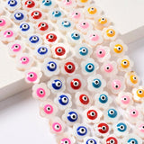 Colorful Flower Shell Beads Enamel Evil Eye Beads for Jewelry