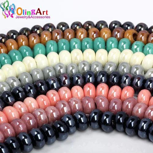 OlingArt 14x9mm Mix Big Hole Ceramics Charm Beads For DIY European Bracelet Neck