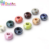 OlingArt 14x9mm Mix Big Hole Ceramics Charm Beads For DIY European Bracelet Neck