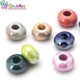 OlingArt 14x9mm Mix Big Hole Ceramics Charm Beads For DIY European Bracelet Neck