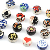 15mm Hand Painted Flowers Heart DIY Ceramic Beads