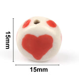 15mm Hand Painted Flowers Heart DIY Ceramic Beads