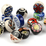 15mm Hand Painted Flowers Heart DIY Ceramic Beads