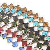 OlingAr 4-Leaf Clover Plating 8MM Glass Beads Mix 24pcs DIY Earring/Necklace