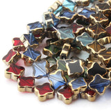 OlingAr 4-Leaf Clover Plating 8MM Glass Beads Mix 24pcs DIY Earring/Necklace