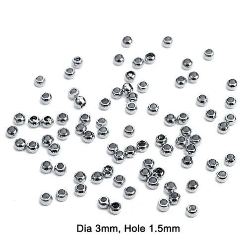 50pcs Stainless Steel Round Beads 1mm-4mm Hole Big Hole Spacer Charm Beads