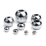 50pcs Stainless Steel Round Beads 1mm-4mm Hole Big Hole Spacer Charm Beads