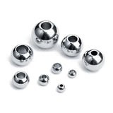 50pcs Stainless Steel Round Beads 1mm-4mm Hole Big Hole Spacer Charm Beads
