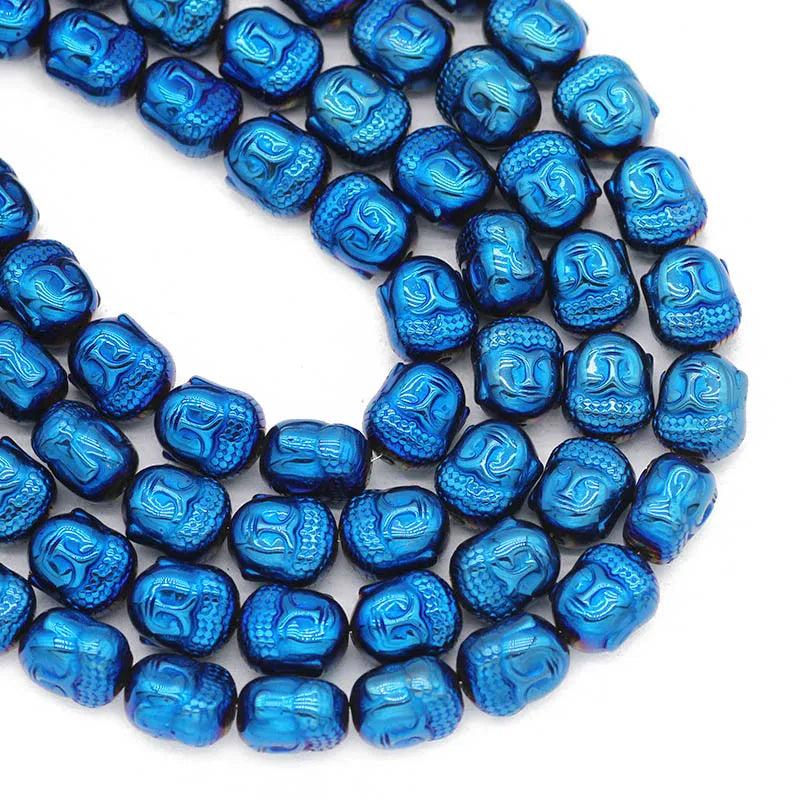 10x8MM Blue/Gold/Purple Avalokitesvara Buddha Hematite Natural Stone Beads