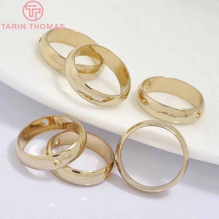 10PCS 6MM-12MM 24K Brass Beads Circles Round DIY Jewelry Accessories