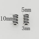50pcs Antique Silver Screw Pattern Tube Beads Charms DIY Jewelry Accessories
