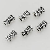 50pcs Antique Silver Screw Pattern Tube Beads Charms DIY Jewelry Accessories