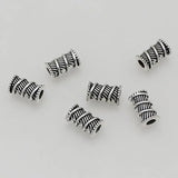 50pcs Antique Silver Screw Pattern Tube Beads Charms DIY Jewelry Accessories