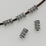 50pcs Antique Silver Screw Pattern Tube Beads Charms DIY Jewelry Accessories