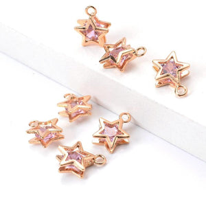 10pcs 12x15mm Double Face Star Charms Birthstone Pendants