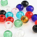 20Pcs 8x14mm Glass Roud Beads Large Hole Charms Bracelets Necklace DIY Jewelry