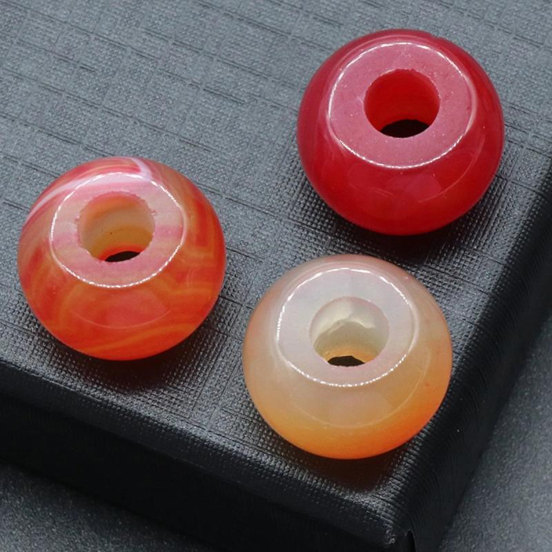 Natural Stone Big Hole Beads Bright Agates 12x18mm