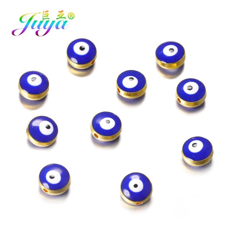 15pcs 10mm Evil Eye Enamel Beads for DIY Jewelry Making