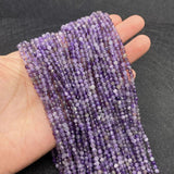 3mm Natural Stone Amethyst Faceted Beads for DIY Necklace 15.5 Inches