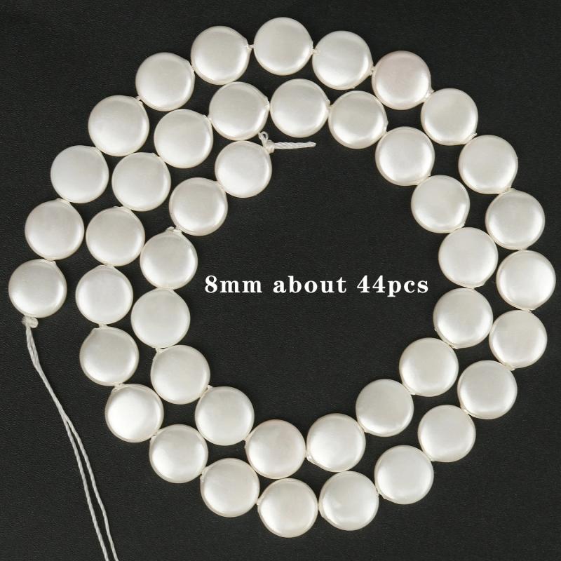 Round Pearl Shell Beads for Jewelry Making DIY 15''inches
