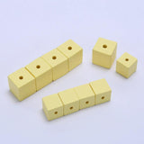 10Pcs Colorful Square Wooden Beads Cube Hexagonal Crafts Jewelry Accessories