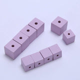 10Pcs Colorful Square Wooden Beads Cube Hexagonal Crafts Jewelry Accessories