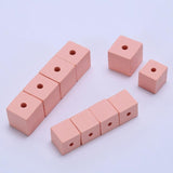 10Pcs Colorful Square Wooden Beads Cube Hexagonal Crafts Jewelry Accessories