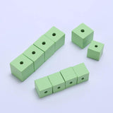 10Pcs Colorful Square Wooden Beads Cube Hexagonal Crafts Jewelry Accessories